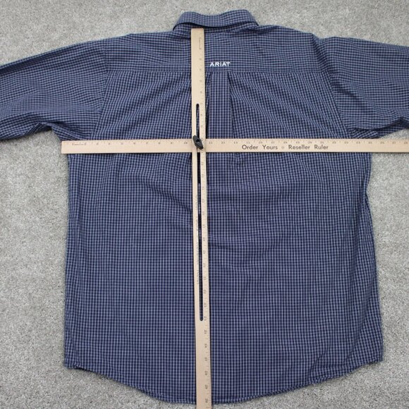 Ariat Pro Series Shirt Mens Large Blue Cotton/Polyester Blend L/S Button Down - Picture 10 of 13